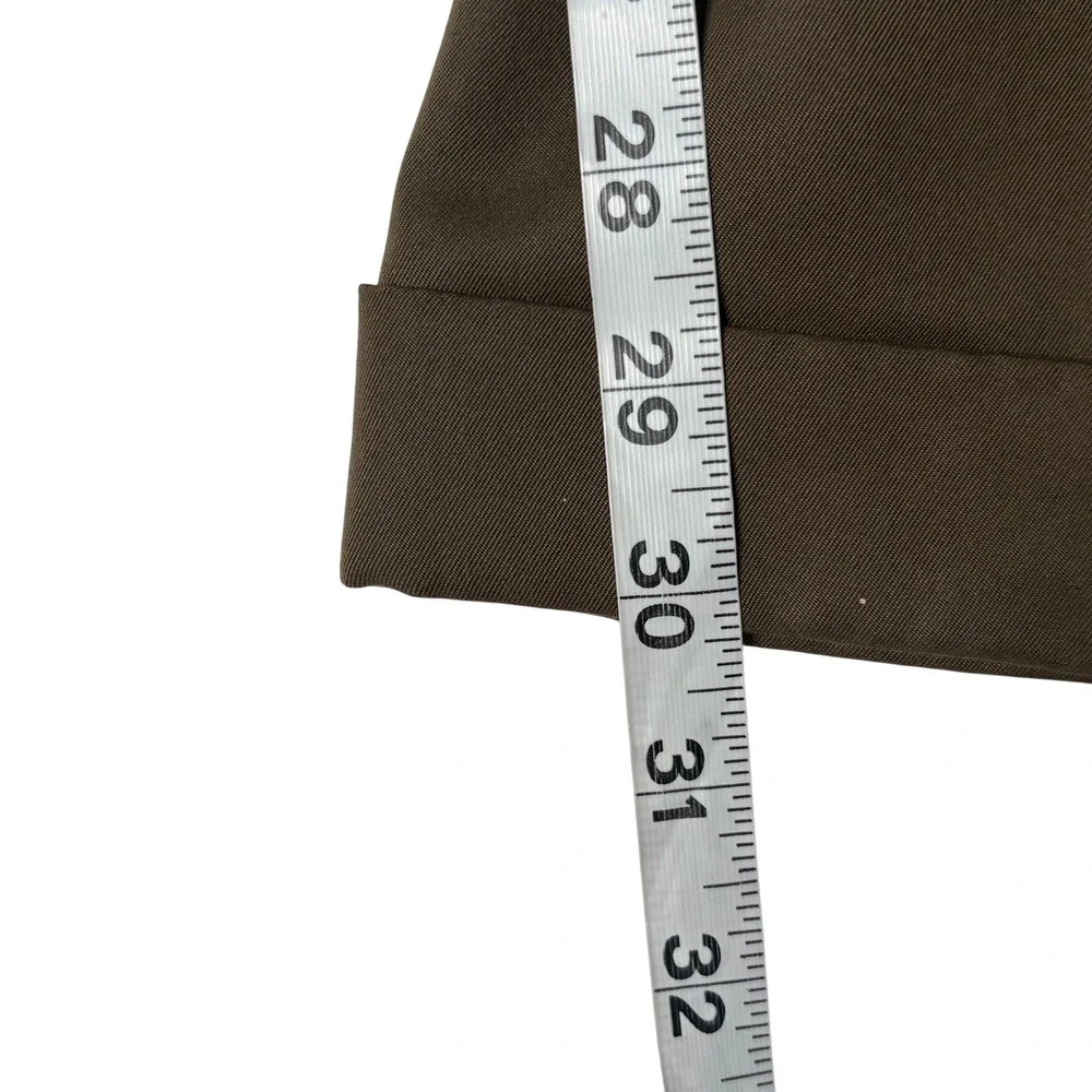 Haggar Dress Pants Mens 30x30 Brown Excellent Pleated Cuffed Black Label Trouser